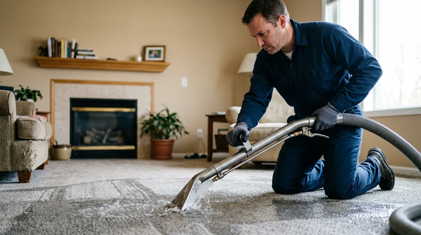 Water damage restoration technician working near Cedarville, OH